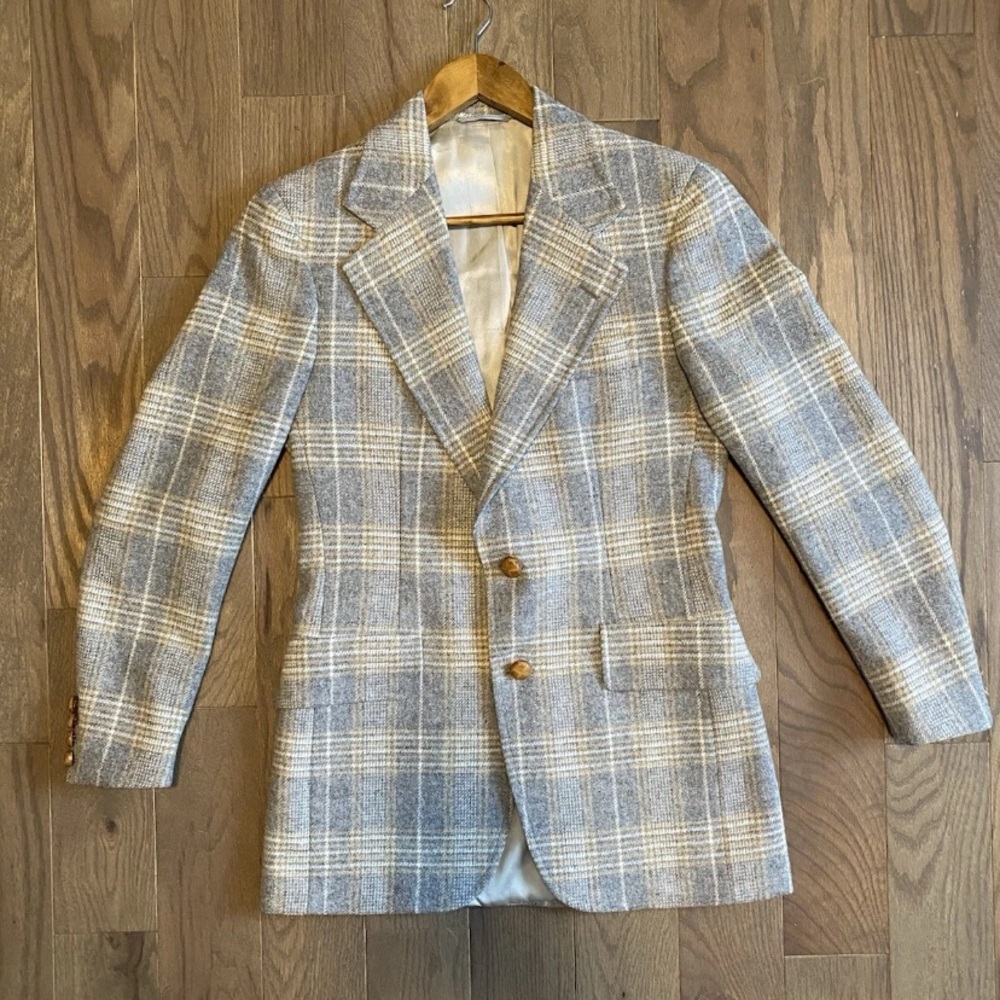 Vintage Ralph Lauren Beige Plaid Menswear Blazer